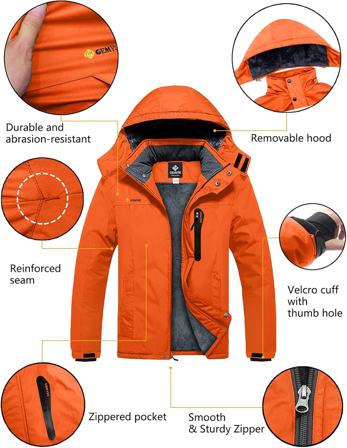 Men'S Ski Snow Jacket Warm Winter Waterproof Coat Snowboard Rain Jacket Hooded Windproof Windbreaker