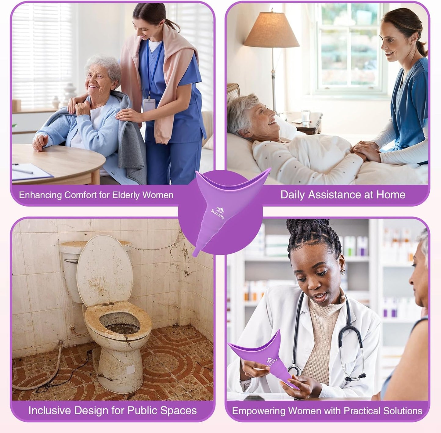 Female Urinal, Reusable Silicone Foolproof Women Pee Funnel Allows Women to Pee Standing Up,Women'S Urinal Is the Perfect Companion for Indoor Use