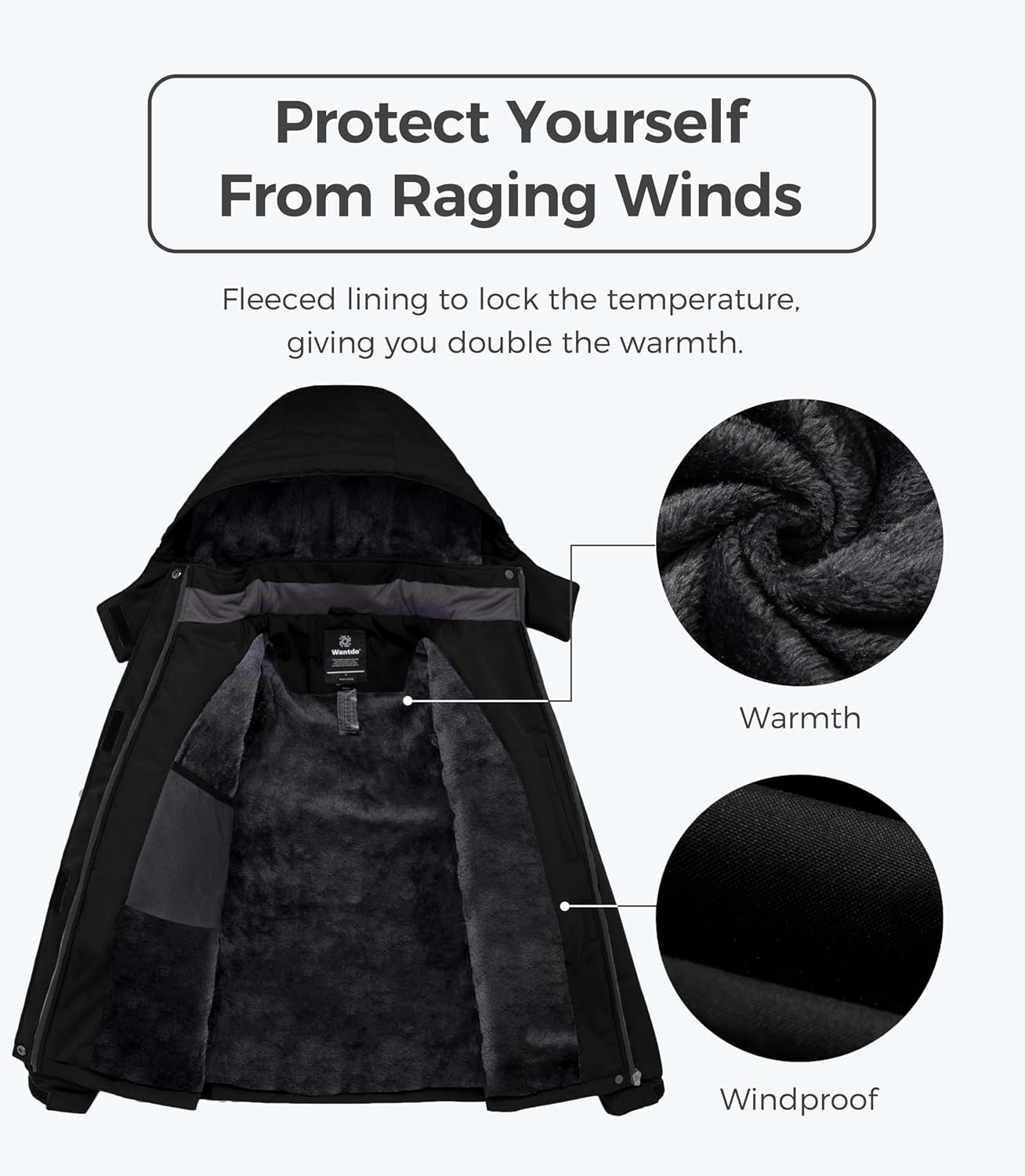 Women'S Mountain Waterproof Ski Jacket Windproof Rain Jacket Winter Warm Hooded Coat