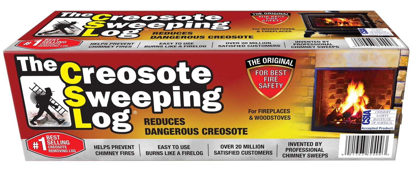 - Creosote Sweeping Log for Fireplaces and Woodstoves, Chimney Maintenance Firelog