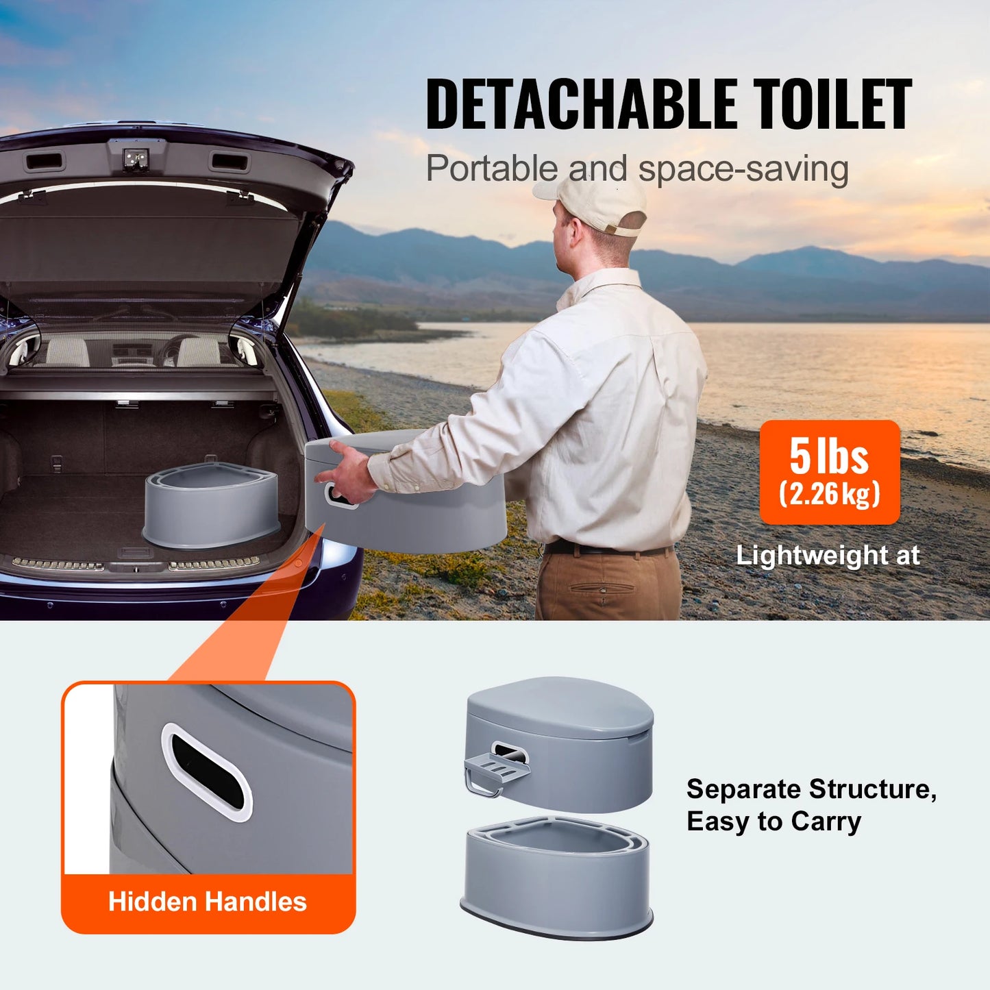 Portable Toilet for Camping Porta Potty with 1.3G Detachable Inner Bucket Travel Toilet for Outdoor Camping Travel