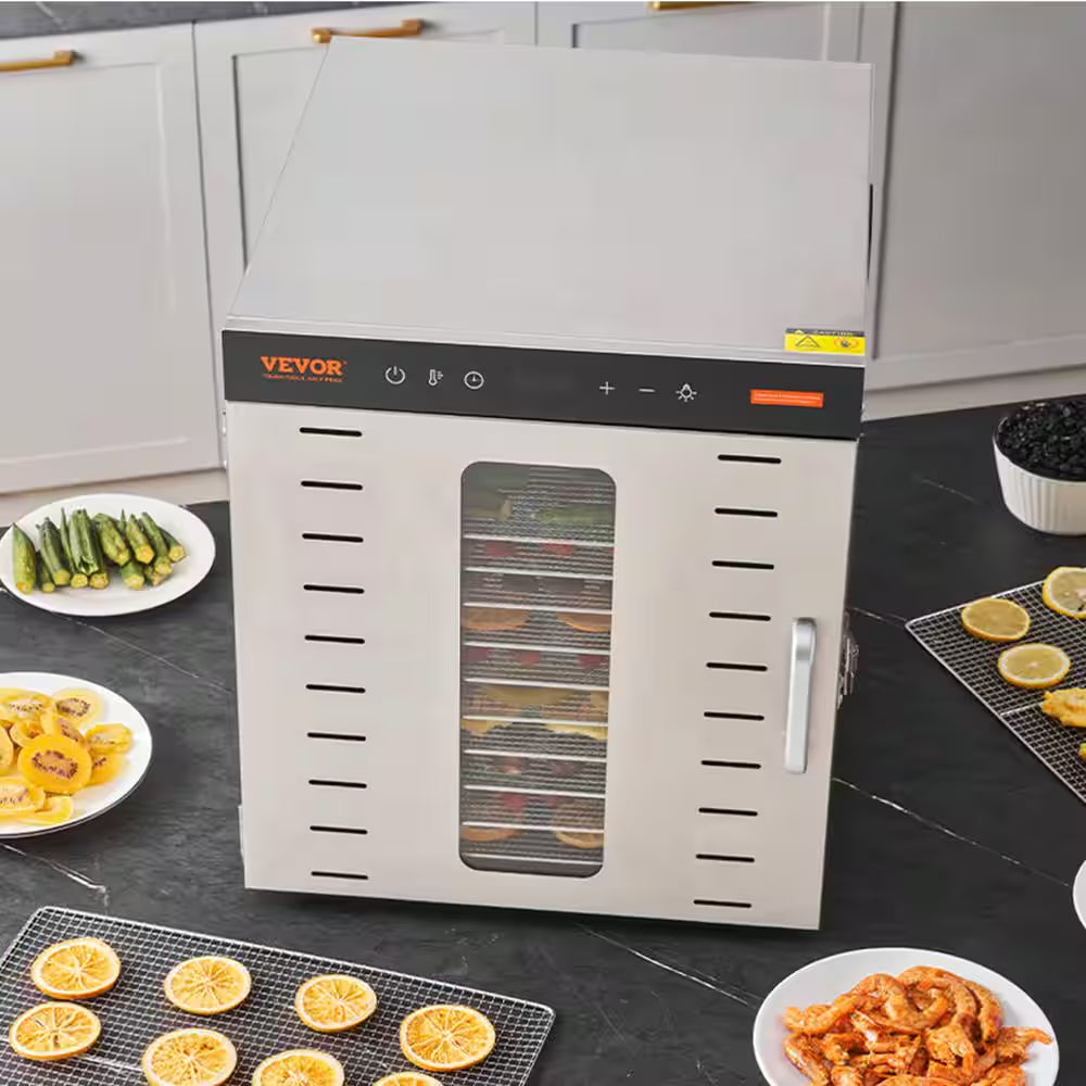 Food Dehydrator Machine, 10-Stainless Steel Trays,1000W Food Dryer with Digital Adjustable Timer & Temperature in Silver