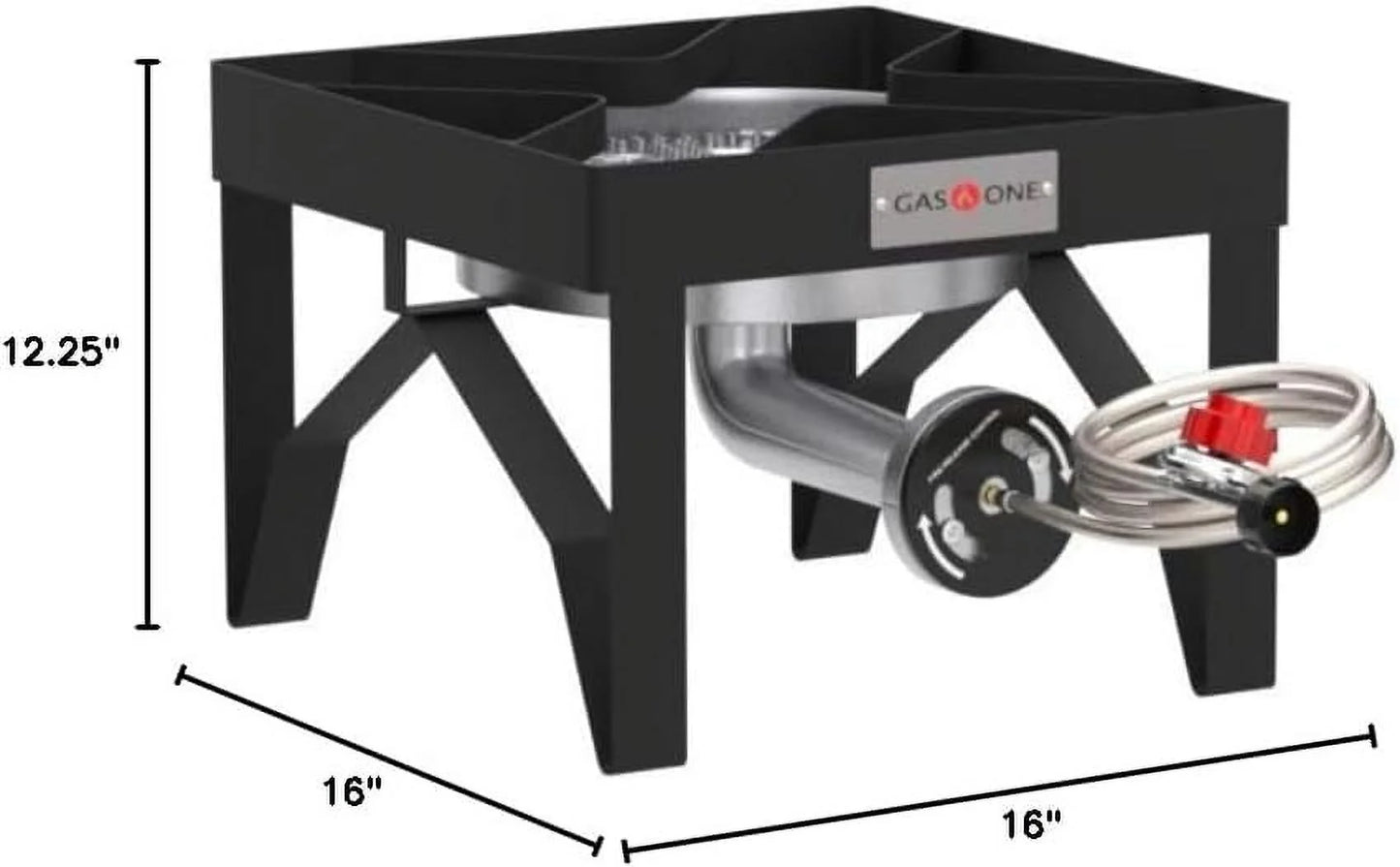 Propane Single Gas Burner 200,000BTU Heavy Duty - 0-20 PSI Adjustable Regulator and Hose Camp