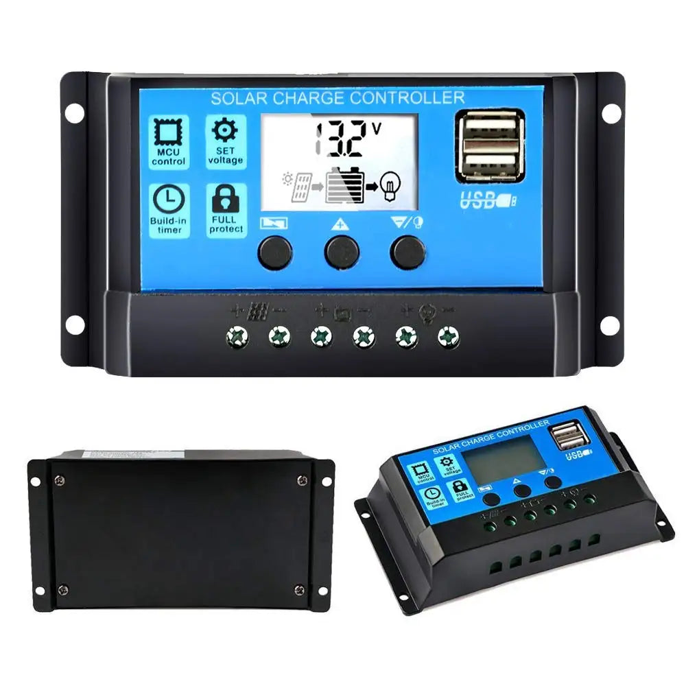 30A20A10A Solar PV Charge Controller 12V24V with LCD Display and Double USB PWM Solar PV Regulators Battery Chargers