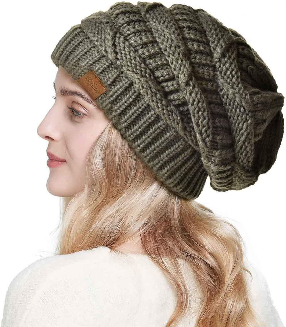 Knit Beanie Hat for Women Oversize Chunky Winter Slouchy Beanie Hats Ski Cap