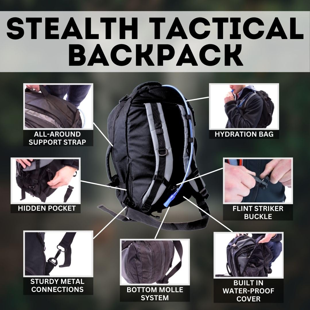 Emergency Zone Stealth Tactical 2-Person, 72-Hour Emergency Survival Kit, Waterproof & First Aid