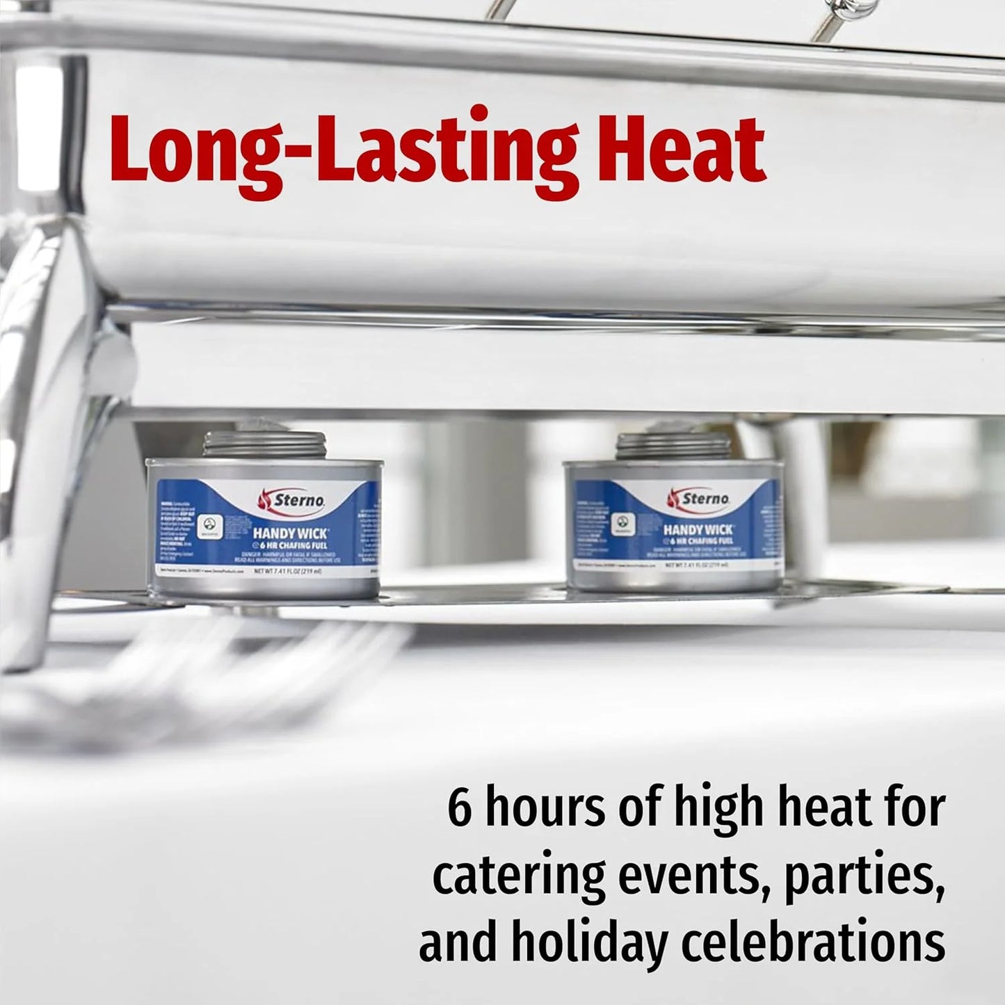 Fuel Cans - 6-Hour Burn, (6-Pack) Chafing Dish Fuel Can Burners for Food Warmer, Resealable Twist Chafer Fuel Canned Heat, Handy Wick