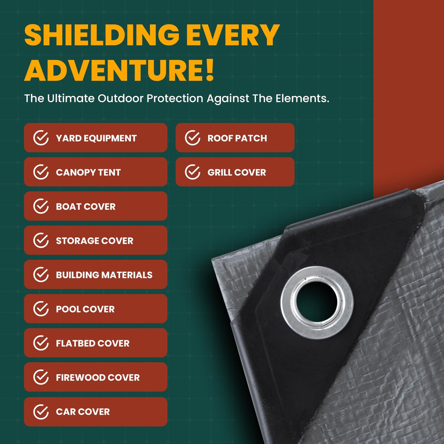 Large Waterproof Tarp- Heavy Duty Thick Poly Tarpaulin - Multipurpose Protective Tarps with Grommets for Indoor and Outdoor Use