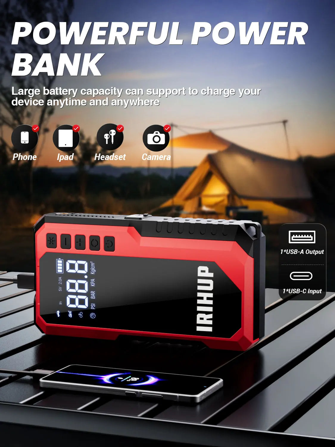 Jump Starter with Air Compressor, 150PSI Portable Tire Inflator & 3000A Car Battery Jump Starter,12V Car Battery Boosterht