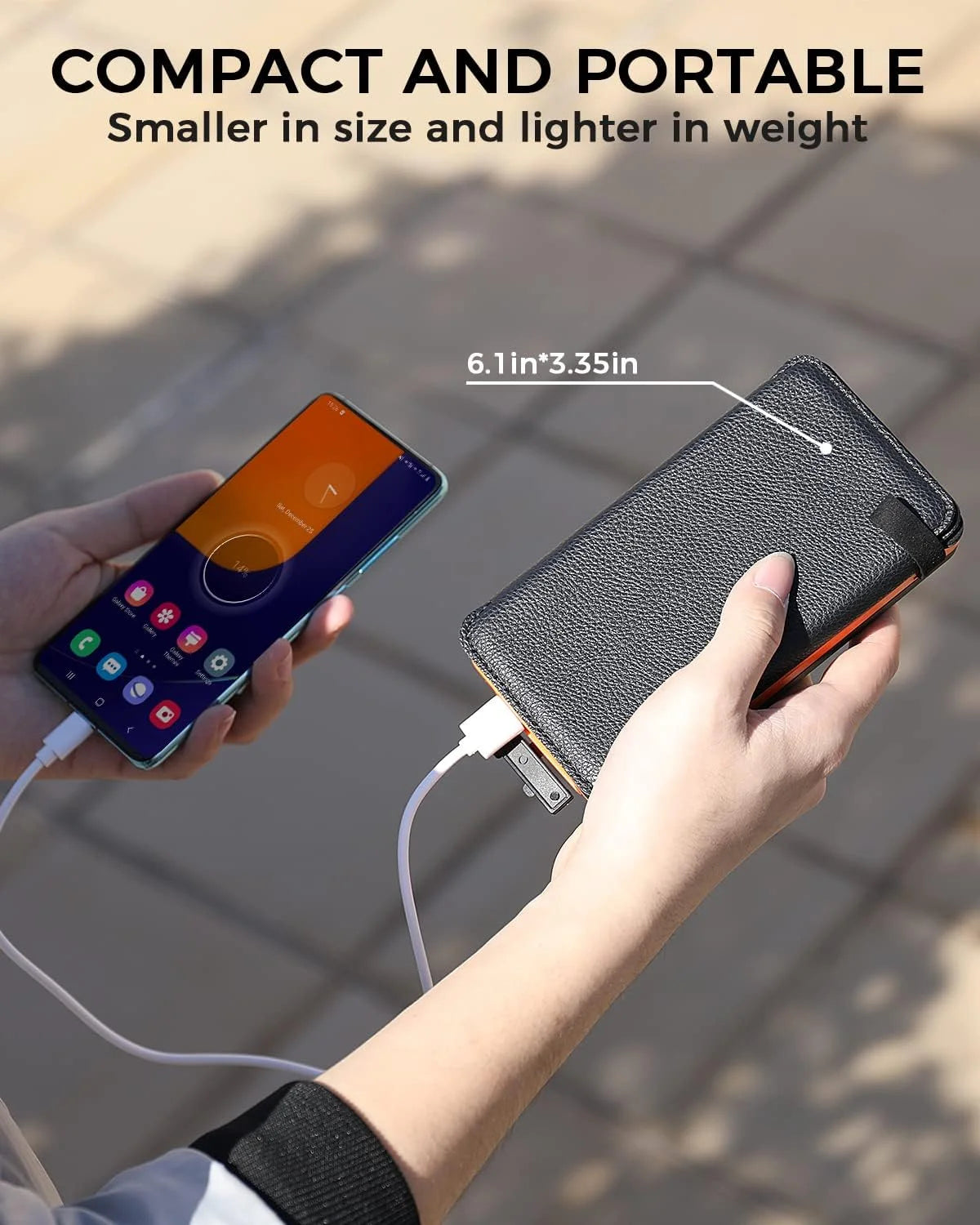 Solar Charger 20000Mah Power Bank, 3 Outputs USB-C Portable Charger with 4 Foldable Solar Panels External Battery Pack for Cell Phone Camping Outdoor