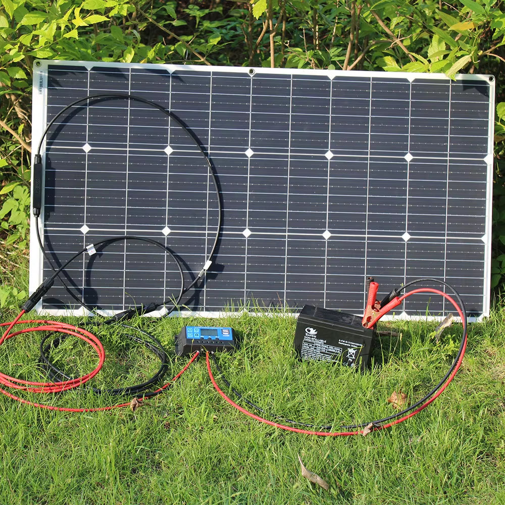 100W 200W 12V Portable Solar Panel Flexible 18V 800W Plate CELLS Monocrystalline Silicon