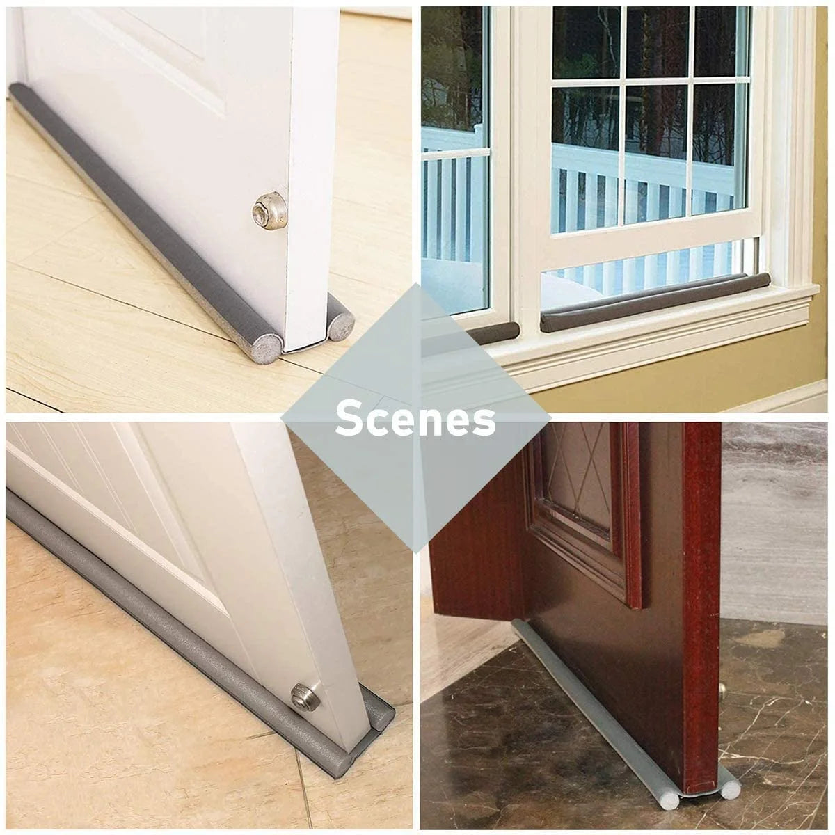Under Door Draft Stopper 37 Inch Cuttable and Washable,Twin Door Draft Stopper,Energy Saving Door Weather Stripping Reduce Noise Window Breeze Blocker Adjustable Door Sweeps