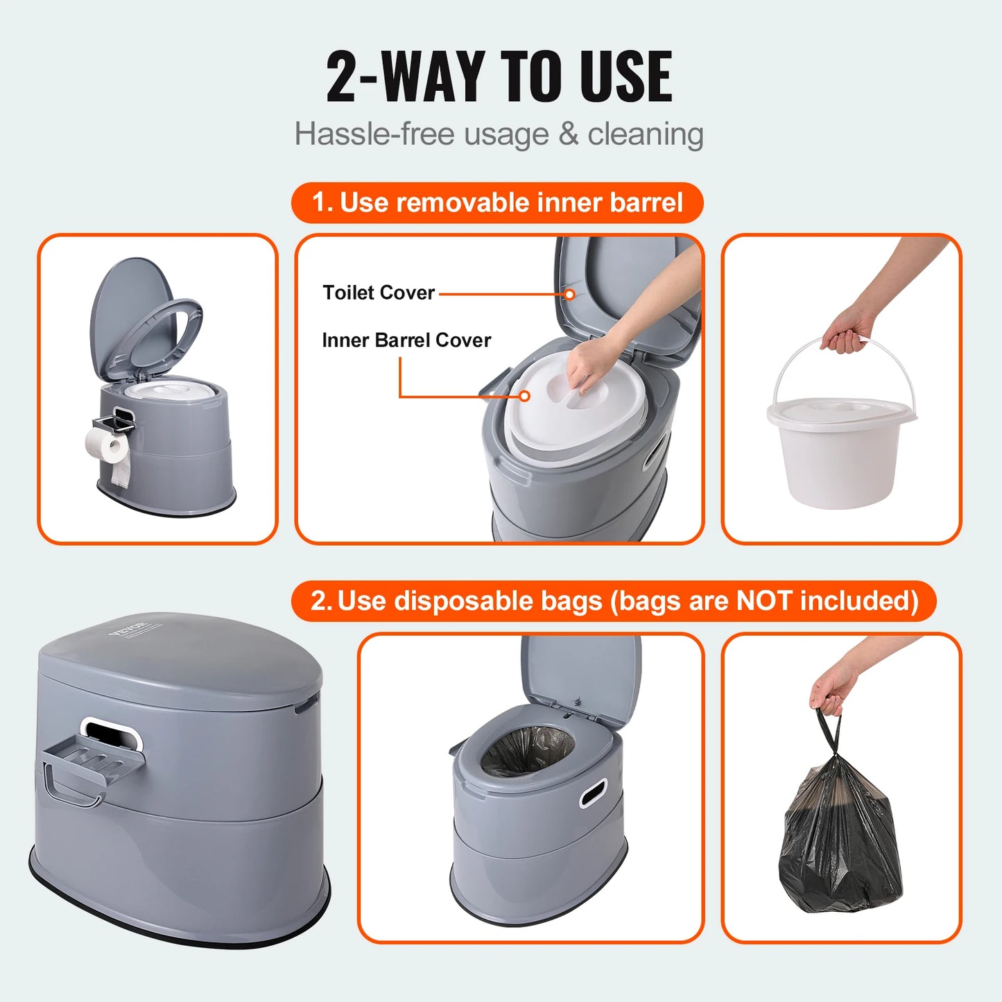 Portable Toilet for Camping Porta Potty with 1.3G Detachable Inner Bucket Travel Toilet for Outdoor Camping Travel