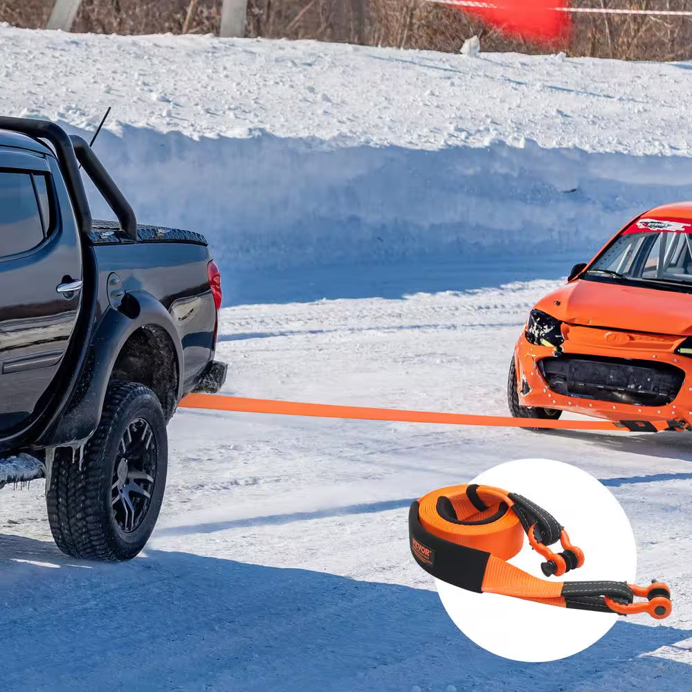 Tow Strap 20 In.Heavy Duty Winch Cable Recovery 36,000 Lbs. Tow Strap Chain for Truck Jeep SUV ATV