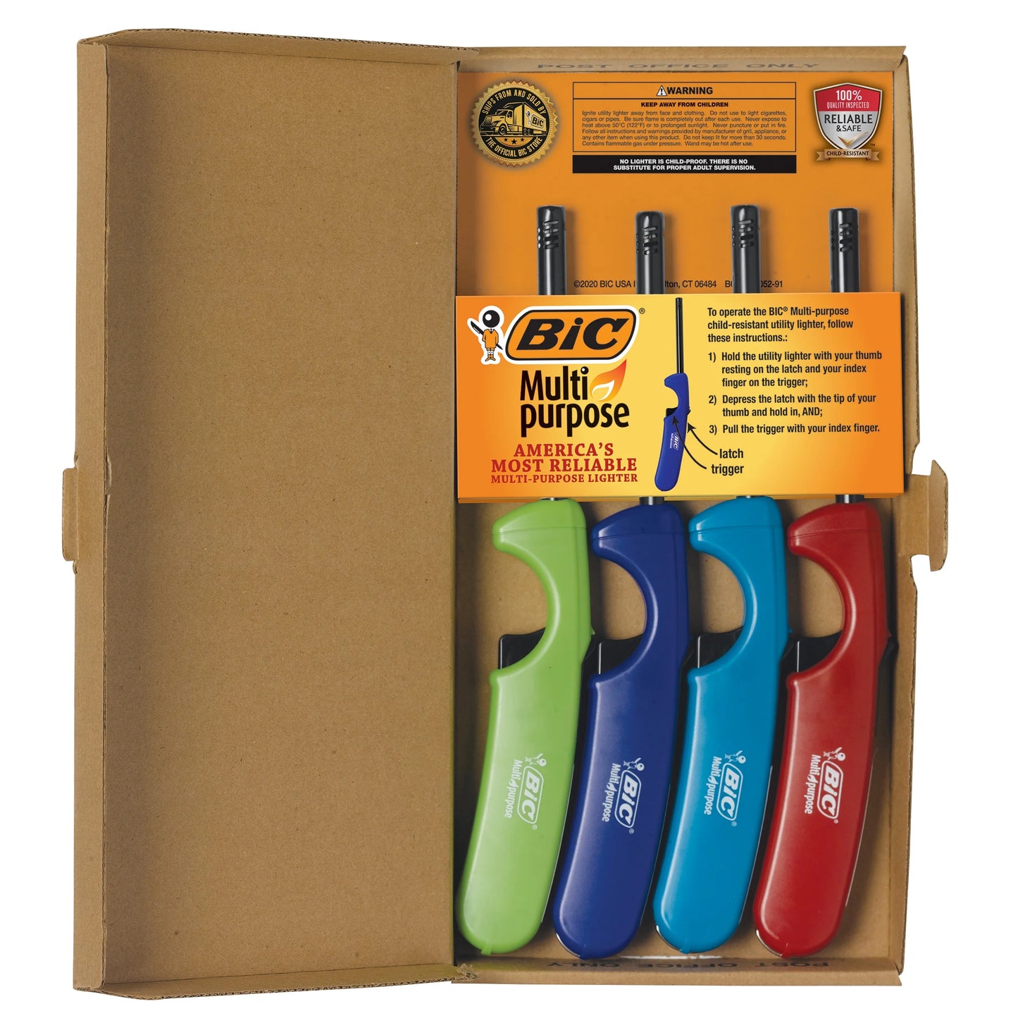 Multi-Purpose Classic Edition Lighter, Assorted Colors, 4-Pack of Lighters