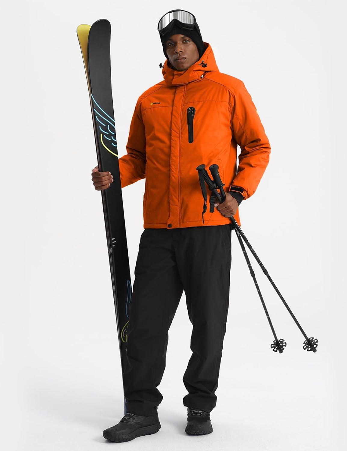 Men'S Ski Snow Jacket Warm Winter Waterproof Coat Snowboard Rain Jacket Hooded Windproof Windbreaker