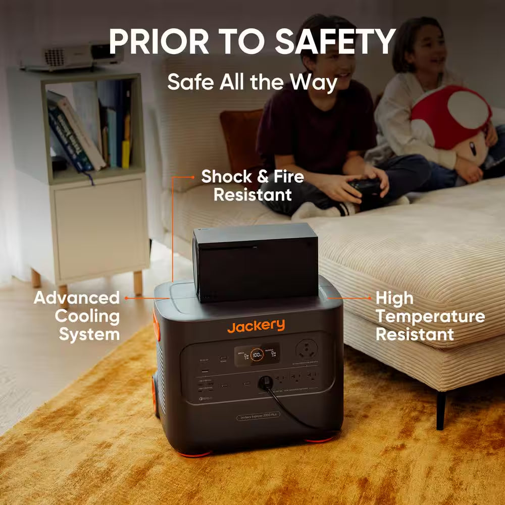 3000W Output/6000W Peak Solar Generator 2000 Plus, Expandable Push Button Start Battery Lifepo4 W/Two 200W Solar Panels