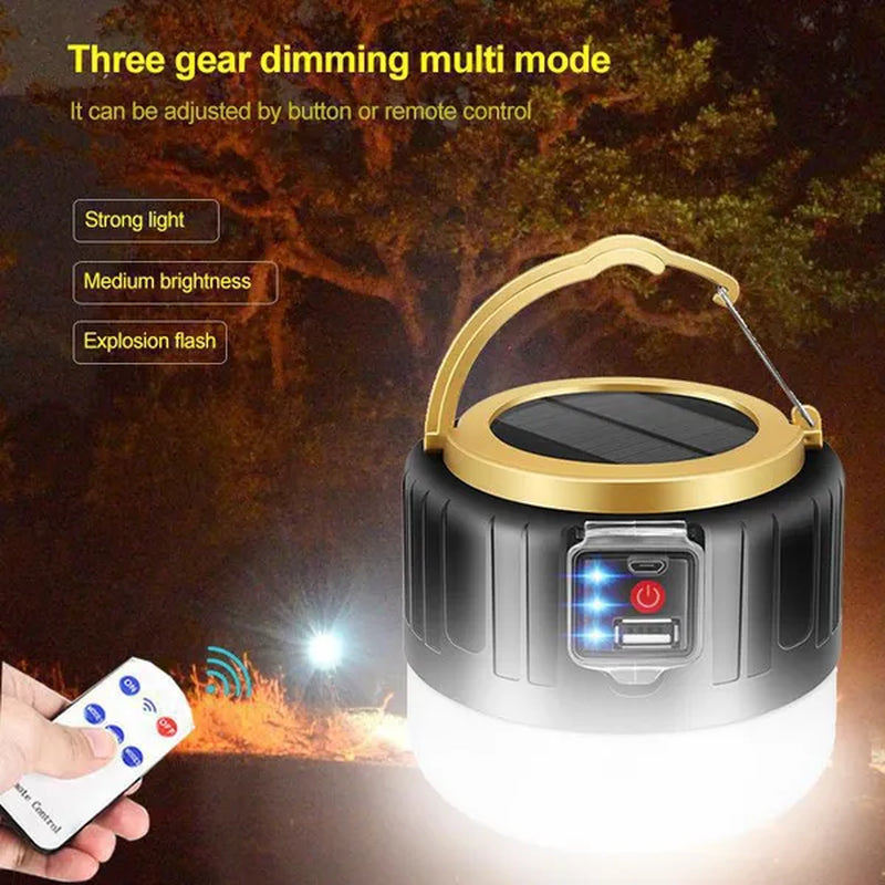 Solar LED Camping Light USB Rechargeable Bulb for Outdoor Tent Lamp Portable Lanterns Emergency Lights for BBQ Hiking(60/190/280W)