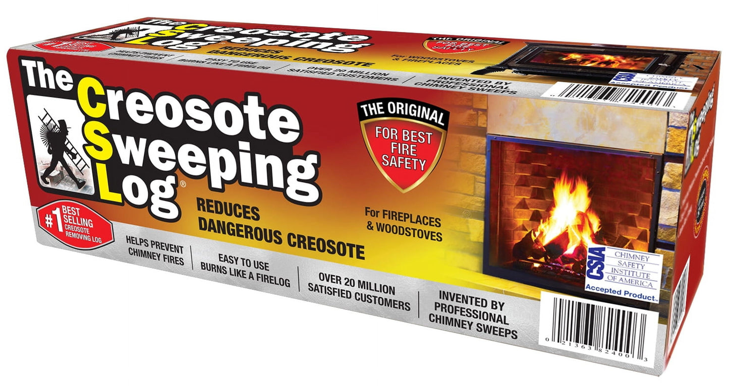 - Creosote Sweeping Log for Fireplaces and Woodstoves, Chimney Maintenance Firelog