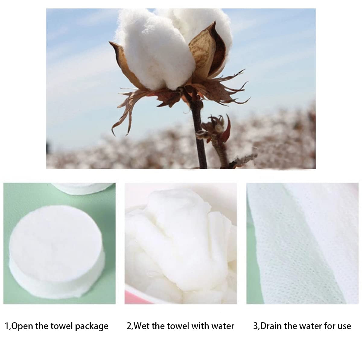 Compressed Cotton Coin Tissue Towel, 100 PCS (8In8In) - Ideal for Camping, Sports
