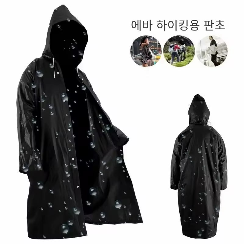 High Quality 1Piece 145*68CM EVA Unisex Raincoat Thickened Raincoat Women Waterproof Men Black Camping Waterproof Rainwear Suit