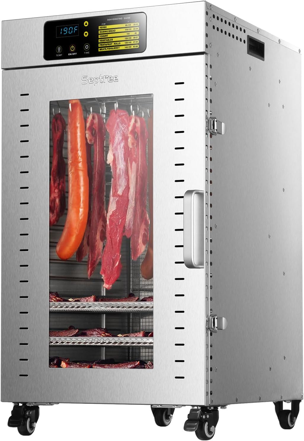 Commercial Food Dehydrator 18 Trays, 1500W Large Capacity 34.42Ft² Food Dryer Machine for Jerky, Meat, Fruit, Herbs, Full Stainless Steel Industrial Dehydrater Biltong Maker