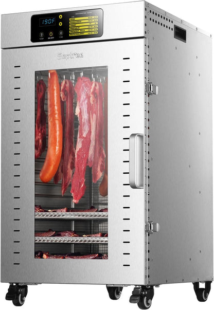 Commercial Food Dehydrator 18 Trays, 1500W Large Capacity 34.42Ft² Food Dryer Machine for Jerky, Meat, Fruit, Herbs, Full Stainless Steel Industrial Dehydrater Biltong Maker