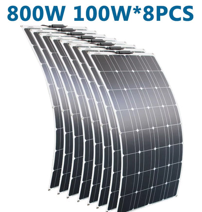 100W 200W 12V Portable Solar Panel Flexible 18V 800W Plate CELLS Monocrystalline Silicon
