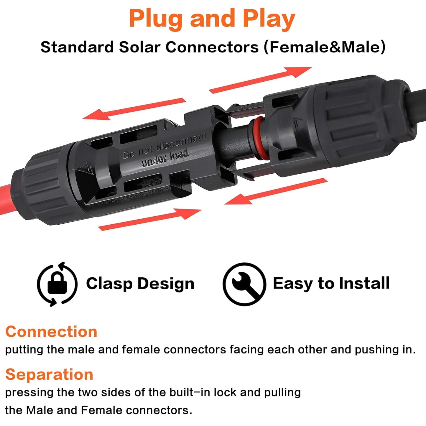 20 Feet 12AWG Solar Extension Cable with Female and Male Connector with Extra Free Pair of Connectors Solar Panel Adaptor Kit Tool(1 Pair 20 Feet Black + 20 Feet Red)