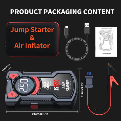 5-In-1 Jump Starter with Air Pump 5000A Peak Starter Box 150PSI Battery Pack with Digital Tire Inflator Car Battery Jump Starter