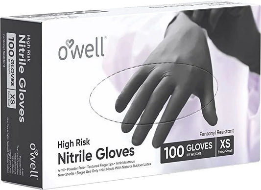 High Risk Nitrile Gloves | High Risk, Fentanyl Resistant Gloves, 4Mil, Latex Free, Powder Free, Medical Exam Gloves (MEDIUM, 100, Count)