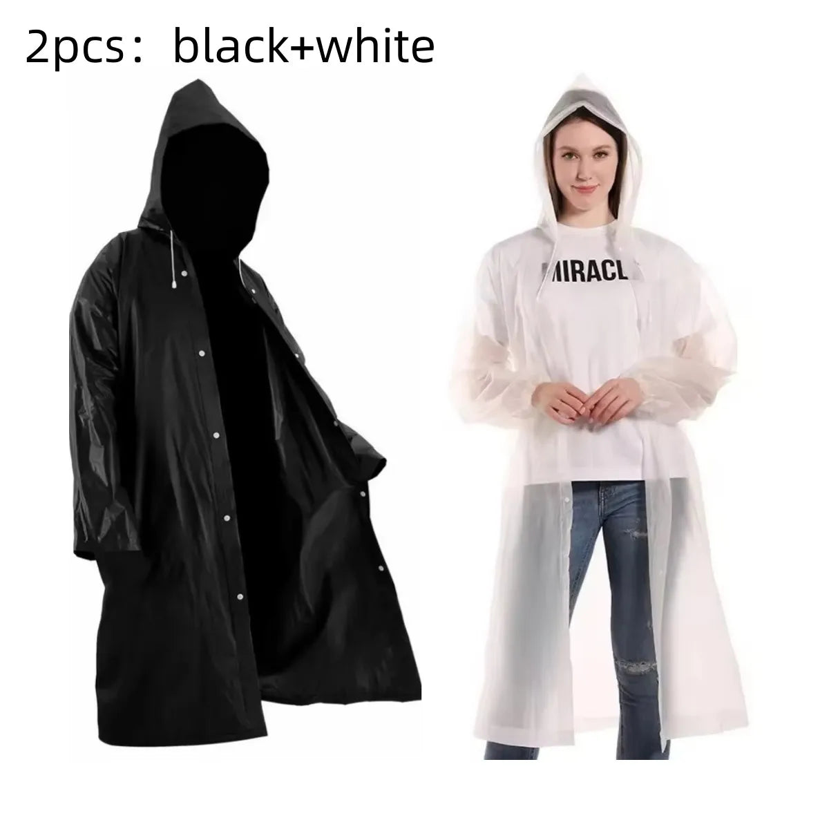 High Quality 1Piece 145*68CM EVA Unisex Raincoat Thickened Raincoat Women Waterproof Men Black Camping Waterproof Rainwear Suit
