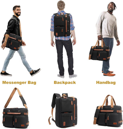 3 in 1 Laptop Bag for Men, 17.3 Inch Work Bags for Men, Laptop Backpack, Briefcases, Messenger Bag, Computer Bags for Laptops for Men Women, Black