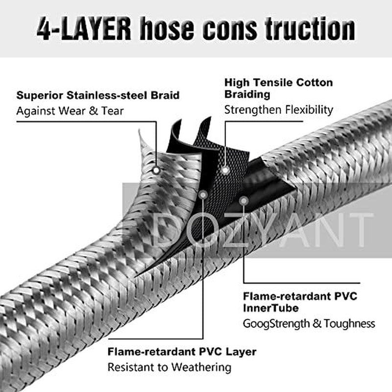12 Feet Stainless Steel Braided Propane Adapter Hose 1 Lb to 20 Lb Converter ...