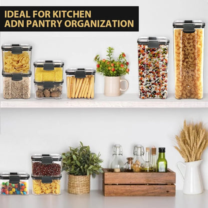 Airtight Food Storage Container Set, 14 Pcs BPA Free Plastic Dry Food Rice Canisters for Kitchen Pantry Organization and Storage