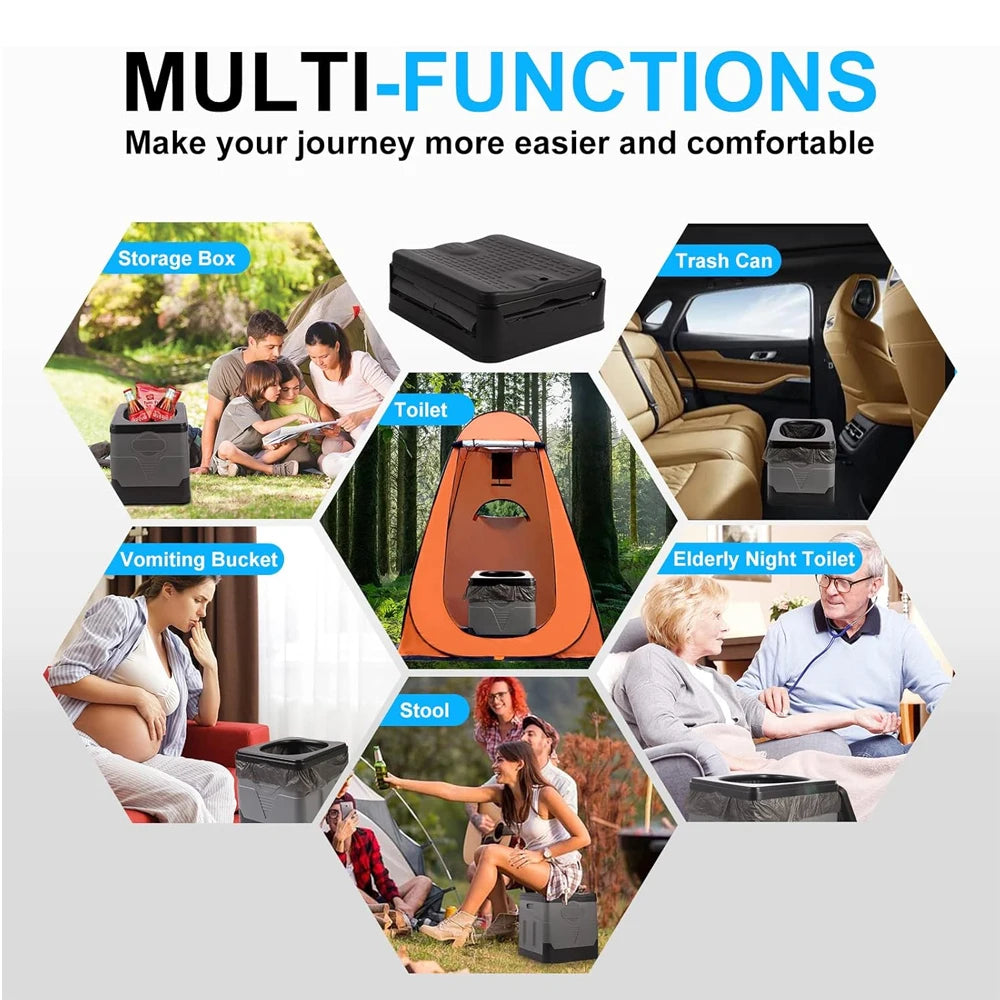 Portable Folding Toilet Collapsible Anti-Odor Storage Box Car Toilet Adult Self-Driving Travel Emergency Toilet