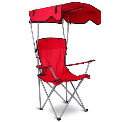 1Pc Foldable Camping Chair With Canopy Cup Holder 330LBS Max Load Folded As A Carry Bag Fedex Shipping