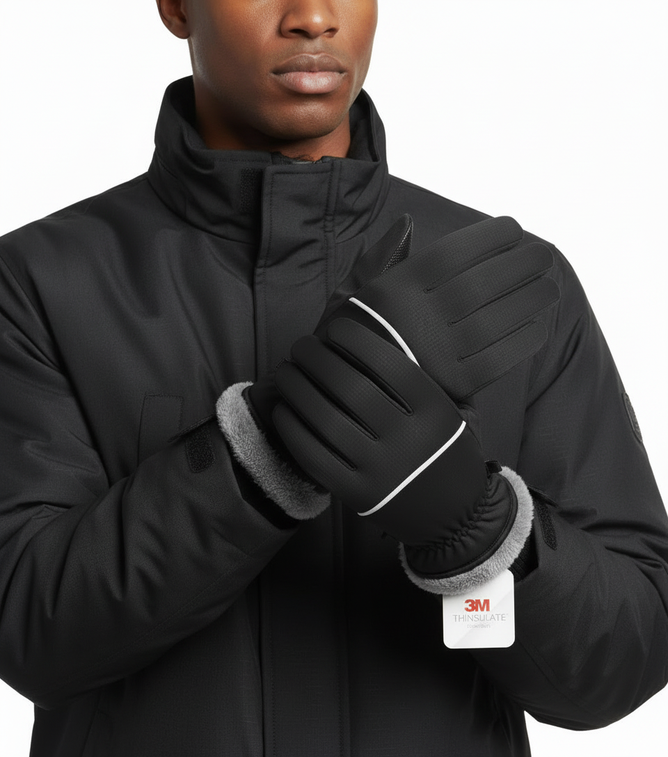 Winter Gloves Men Women Made with 3M Insulation & Plush Lining, -15°F Windproof & Water-Resistant Snow Gloves for Cold Weather, Ski Glove with Reflective Strips & Touchscreen Fingers for Running