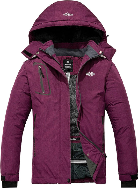 Women'S Mountain Waterproof Ski Jacket Windproof Rain Jacket Winter Warm Hooded Coat