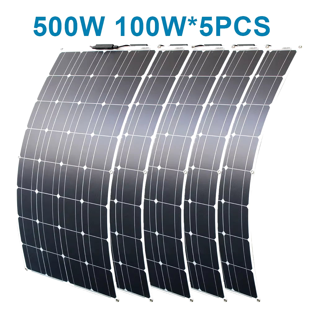 100W 200W 12V Portable Solar Panel Flexible 18V 800W Plate CELLS Monocrystalline Silicon