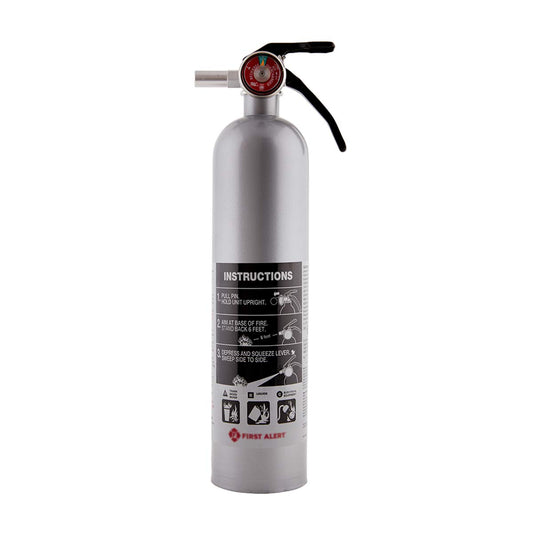 First Alert DHOME1 Rechargeable Standard Home Fire Extinguisher, UL Rated 1-A:10-B:C, Pewter