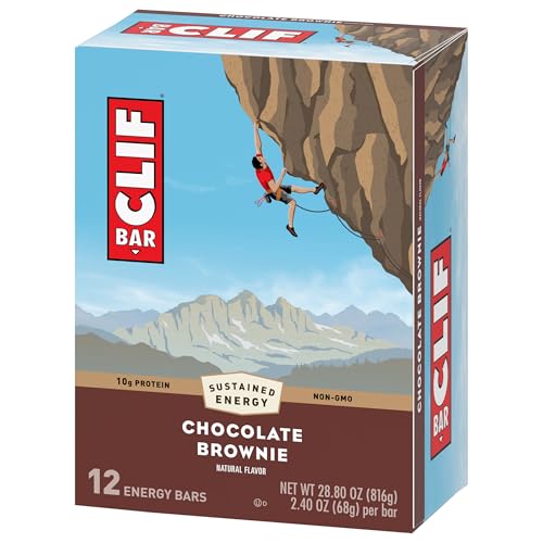 CLIF BAR - Chocolate Brownie Flavor - Made with Organic Oats - Energy Bars - Non-GMO - Plant Based Protein Bars (12 Pack)