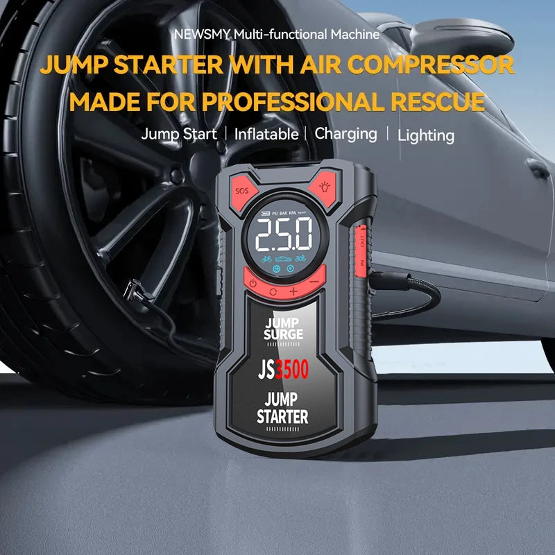 5-In-1 Jump Starter with Air Pump 5000A Peak Starter Box 150PSI Battery Pack with Digital Tire Inflator Car Battery Jump Starter