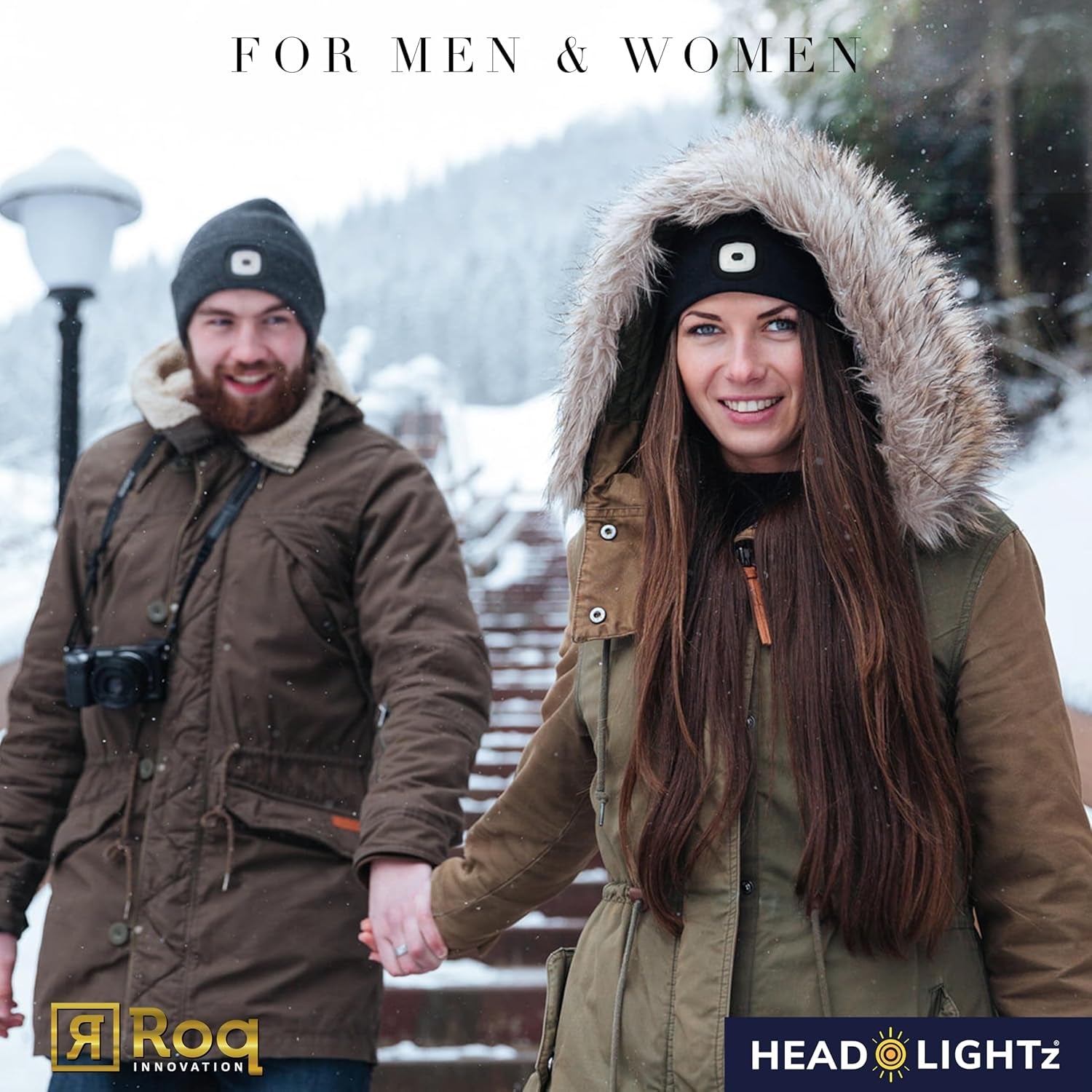 Headlightz by Roq Innovation - Beanie with Light, Unisex LED Beanie Hat with Light Built In, Rechargeable