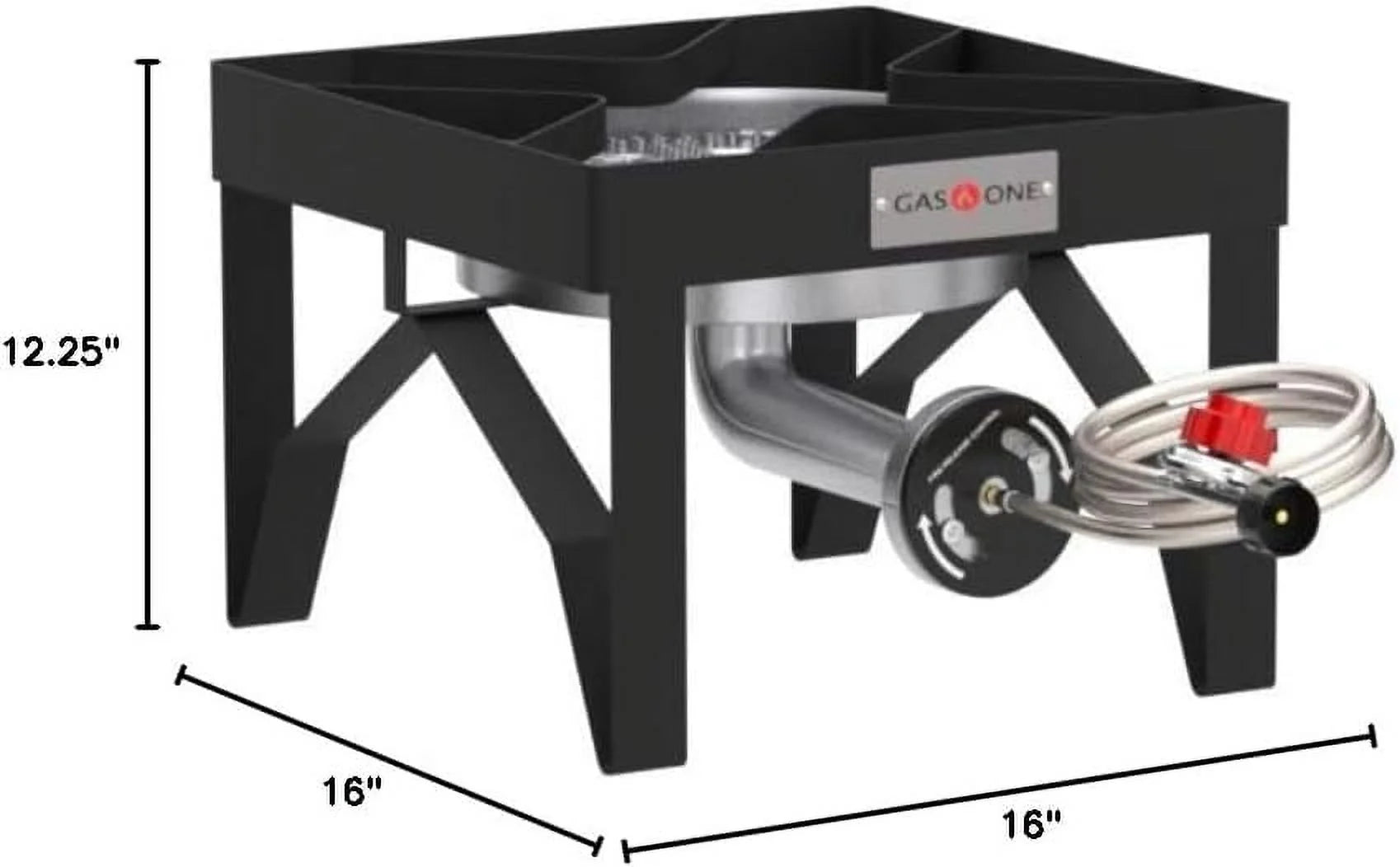 Propane Single Gas Burner 200,000BTU Heavy Duty - 0-20 PSI Adjustable Regulator and Hose Camp