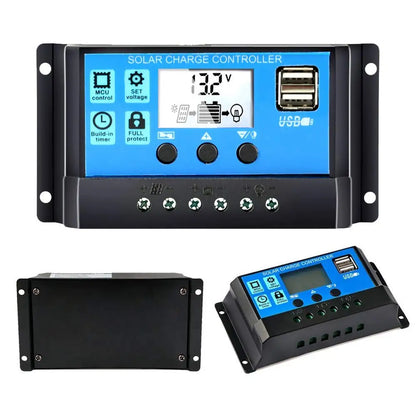 30A20A10A Solar PV Charge Controller 12V24V with LCD Display and Double USB PWM Solar PV Regulators Battery Chargers