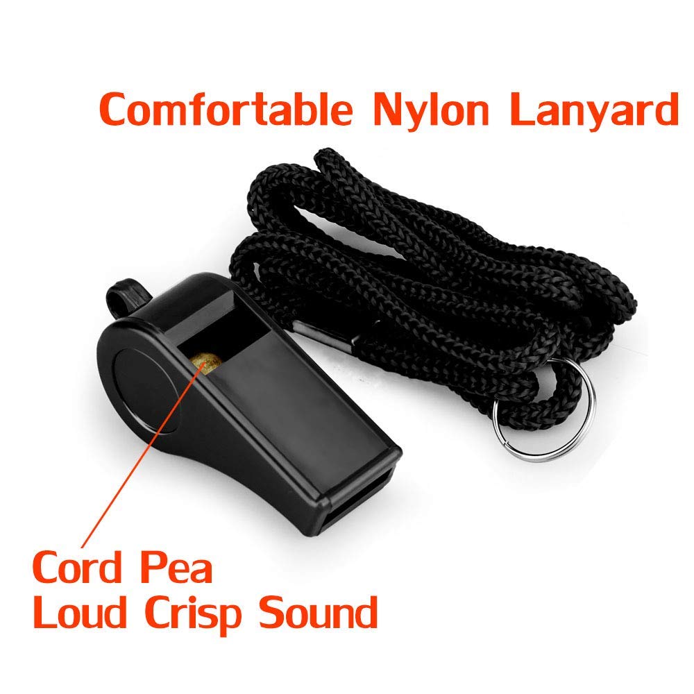 Hipat Whistle, 2 Packs Plastic Sports Whistles with Lanyard, Loud Crisp Sound Whistle Ideal for Coaches, Referees, and Officials (color)