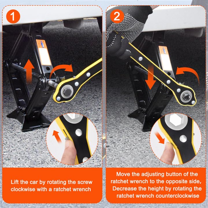 Scissor Car Jack 2 Ton (4409 lbs) Tire Changing Kit with Lug Wrench - Emergency Kit for Car, SUV, MPV