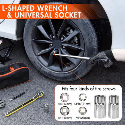 Scissor Car Jack 2 Ton (4409 lbs) Tire Changing Kit with Lug Wrench - Emergency Kit for Car, SUV, MPV