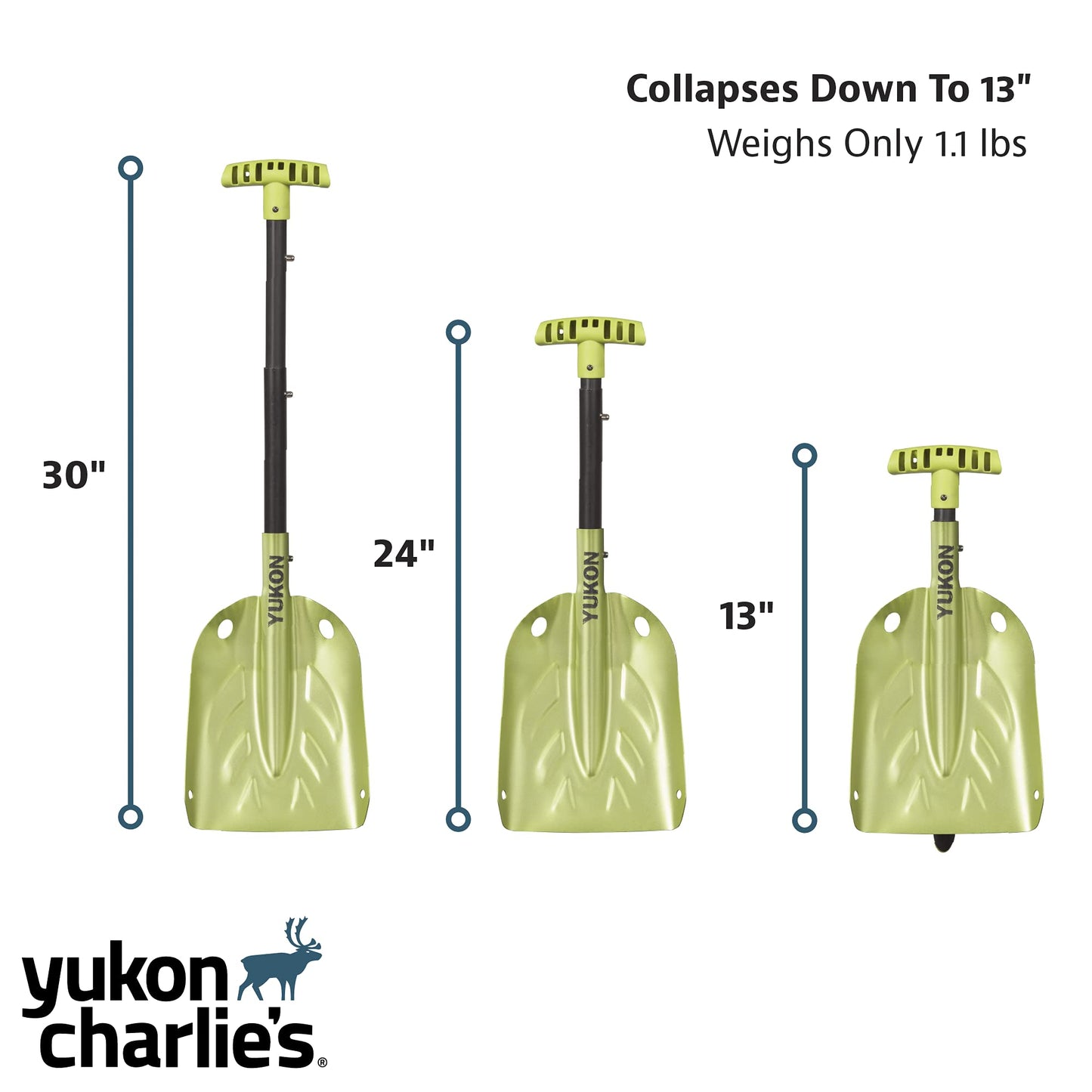 Yukon Charlie's Collapsible Snow Shovel, Lightweight Snow Shovel for Camping, Car, Emergency Kit